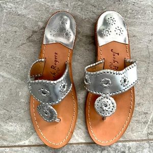 Jack Rogers silver sandals